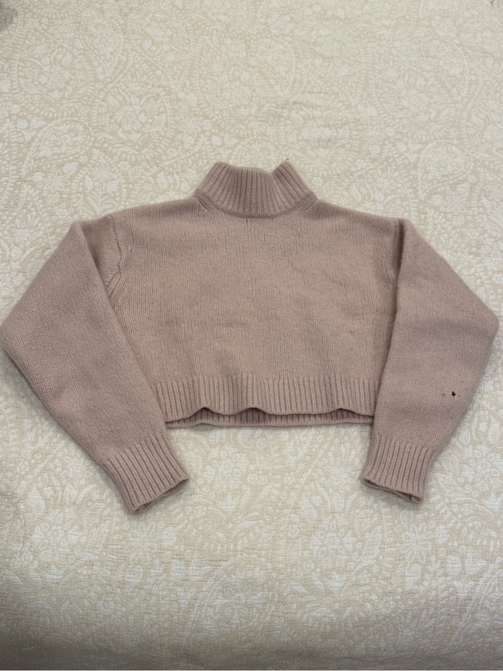 Cropped Mock Neck Women’s Sweater — Dusty Pink